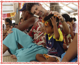 Allan with kids at Kiribati gathering